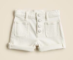 J.Crew Crewcuts Patch-Pocket Denim Short Girls 10 White Button Fly Stretch Waist